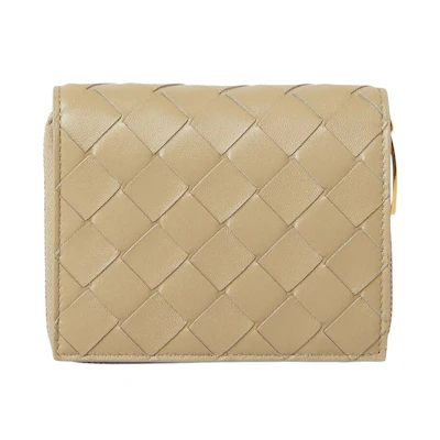 Bottega Veneta Bi-Fold Intrecciato Wallet Taupe