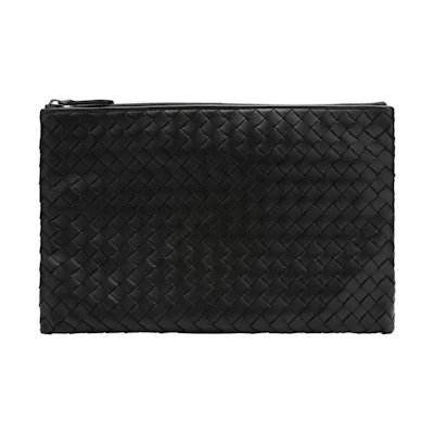 Bottega Veneta Biletto Intrecciato Nappa Clutch Bag Black