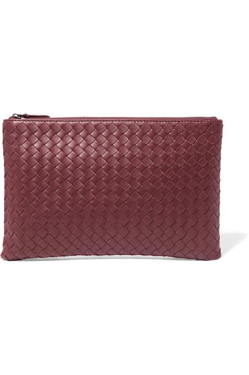 Bottega Veneta Biletto Pouch Nappa Intrecciato Lambskin Medium Burgundy