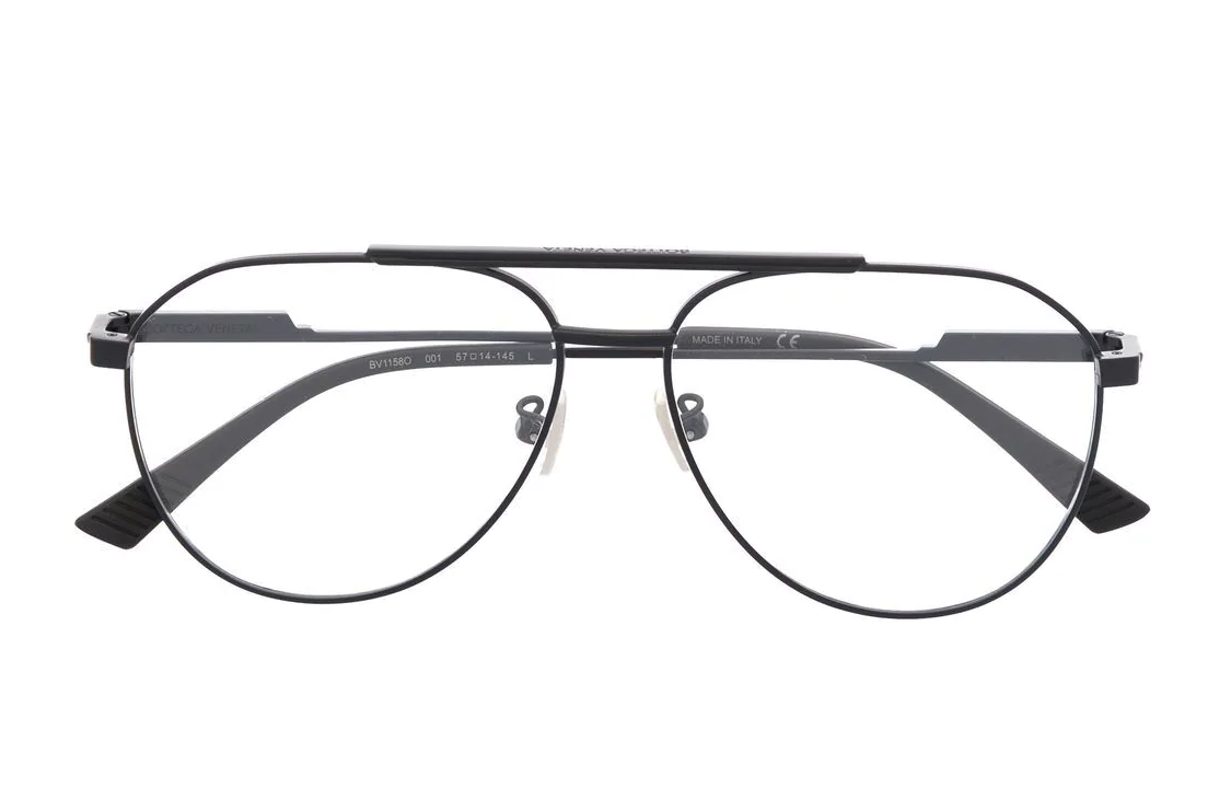 Lookbook ボッテガヴェネタ ブラック アビエーター サングラス ユニセックス 合金フレーム BV1158O001