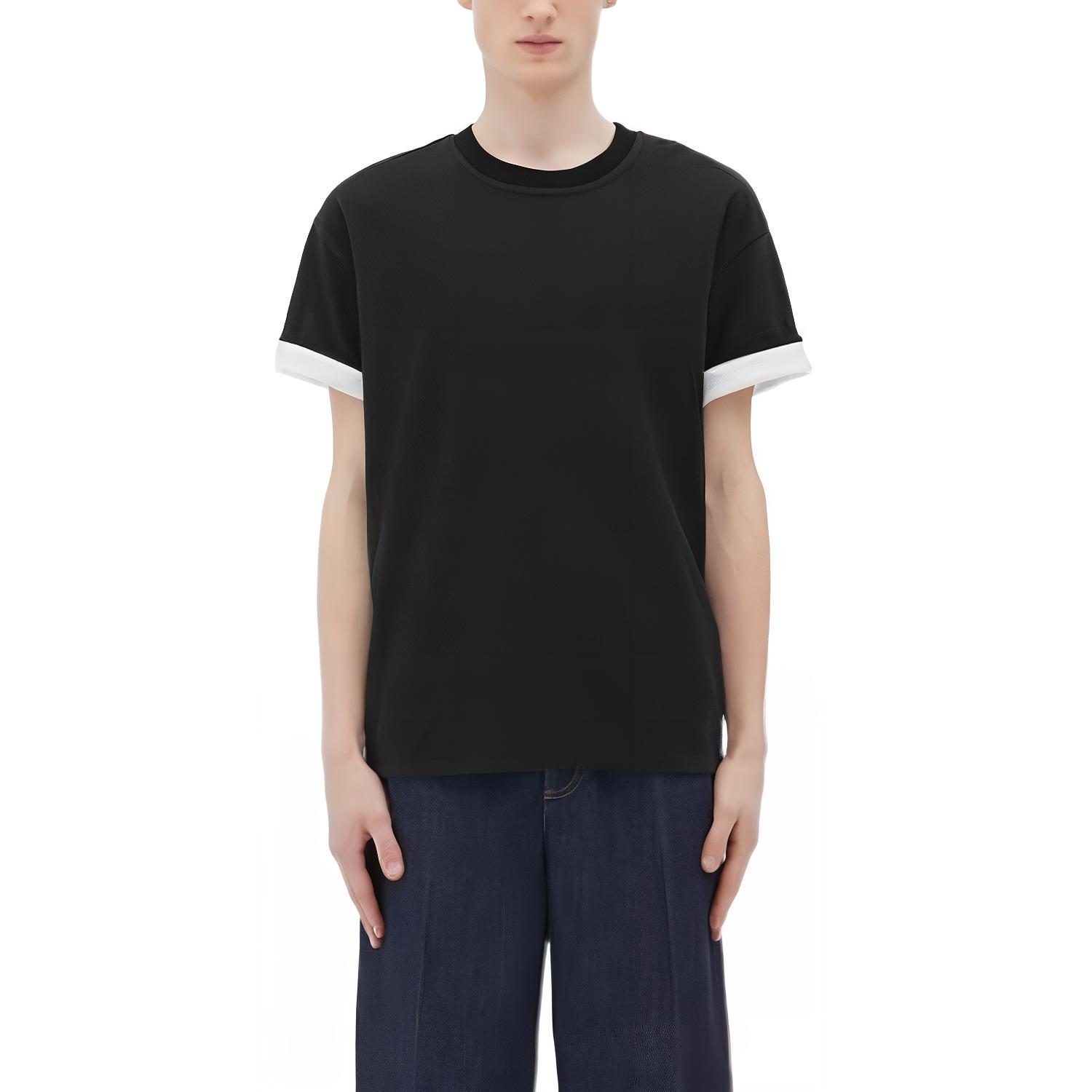 Bottega Veneta Black FW22 Solid Striped Trim Crewneck T-Shirt 661788V16E01041