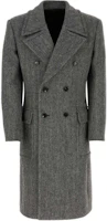 Bottega Veneta Black Gray Double-Breasted Long Mid-Length Jacket 790721V4CC01001 Bottega Veneta Black Gray Double-Breasted Long Mid-Length Jacket 790721V4CC01001