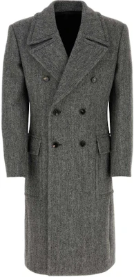Bottega Veneta Black Gray Double-Breasted Long Mid-Length Jacket 790721V4CC01001 Buy Bottega Veneta Black Gray Double-Breasted Long Mid-Length Jacket 790721V4CC01001