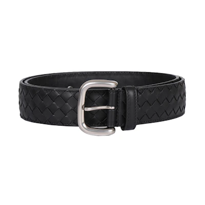 Bottega Veneta Black Leather Belt, 4cm Wide 173784-V465V-1000