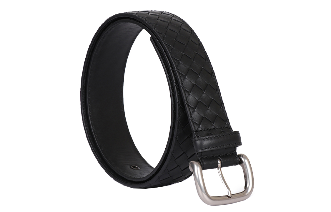 Shop Bottega Veneta 黑色皮革腰帶，寬4公分 173784-V465V-1000