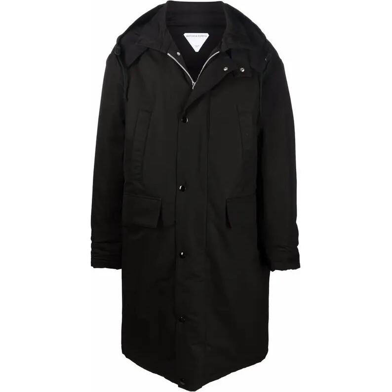 Bottega Veneta Black Long Jacket with Detachable Hood 663291V0FJ01000