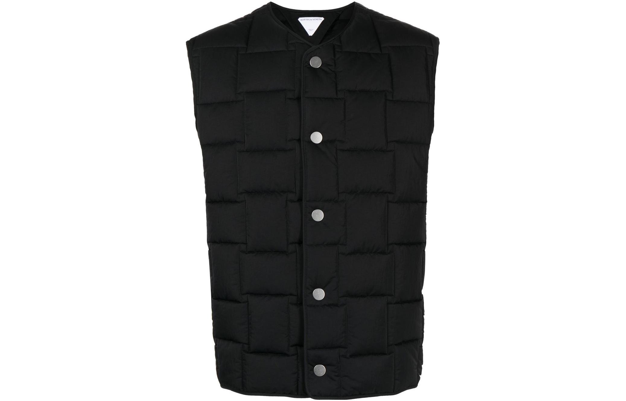 Bottega Veneta Black Quilted Vest SS22 Solid Woven Pattern 700402VF4K01000