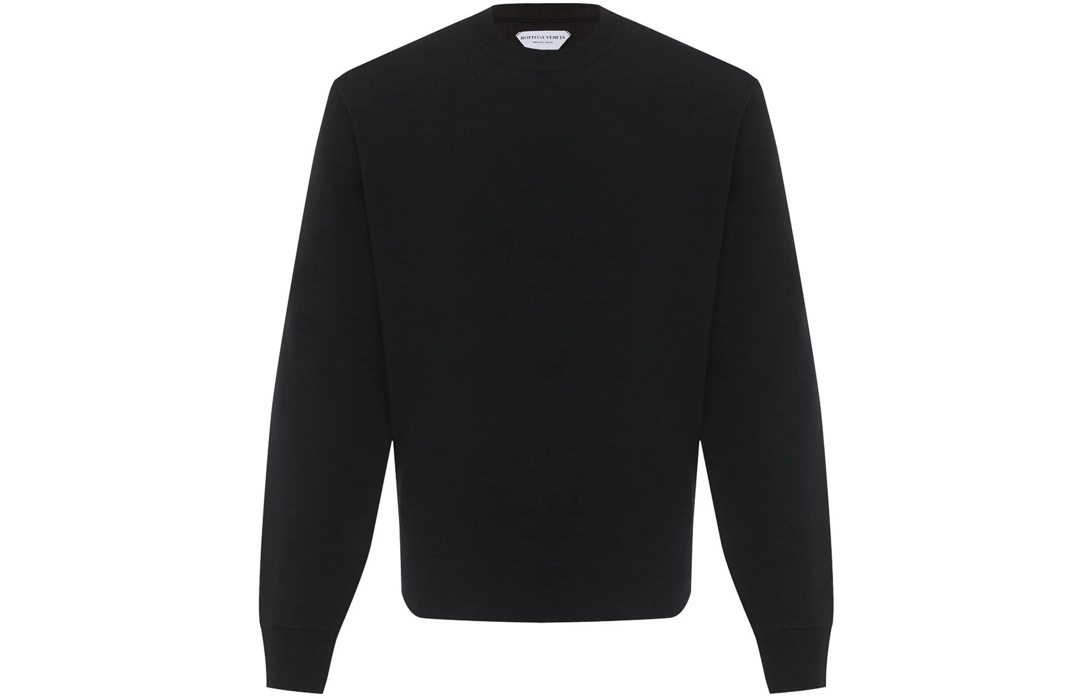 Bottega Veneta Black Ribbed Crewneck Long-Sleeve Sweatshirt 631511VKWQ01092
