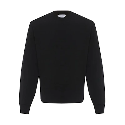 Bottega Veneta Black Ribbed Crewneck Long-Sleeve Sweatshirt 631511VKWQ01092