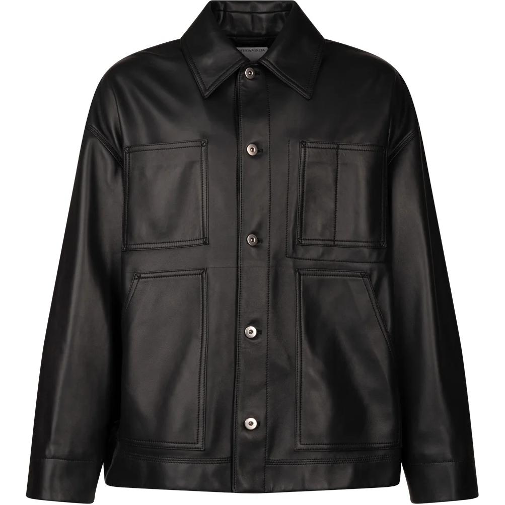 Bottega Veneta Black Single-Breasted Collared Slim-Fit Jacket 791336V3WT01312