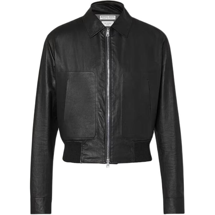 Bottega Veneta Black Solid Zip-Up Long Sleeve Jacket 602191VKK801000