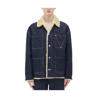 Bottega Veneta Blue FW22 Single Button Fleece-Lined Denim Jacket Men 707946V28J03083