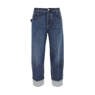 Bottega Veneta Blue Solid Button Straight-leg Casual Pants 774283V2J804715