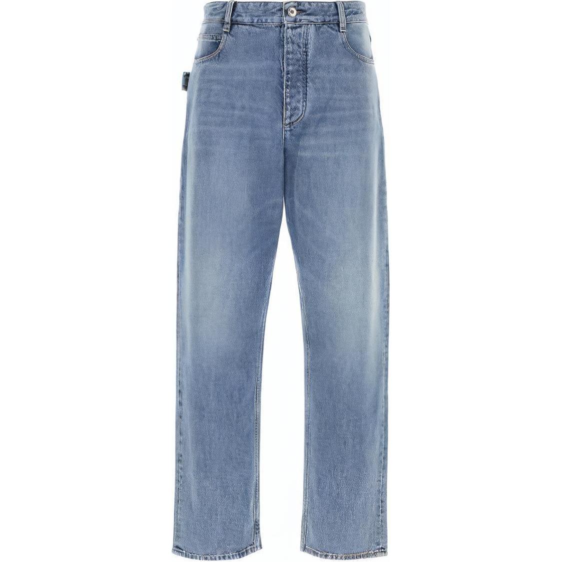 Bottega Veneta Blue Washed Straight Jeans with Button Pockets 740397V34A04715