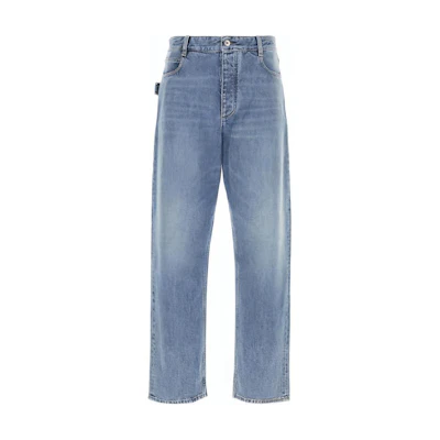 Bottega Veneta Blue Washed Straight Jeans with Button Pockets 740397V34A04715