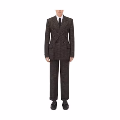 Bottega Veneta Brown Double-Breasted Blazer Jacket with Notched Lapel 780545V3OM01165