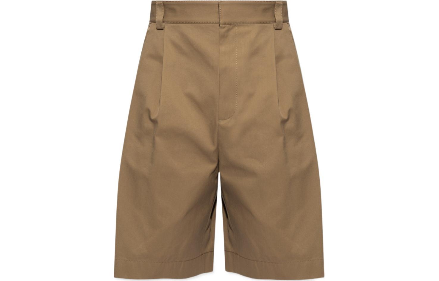 Bottega Veneta Brown Gabardi Knit Button Shorts 772347VKUM09766