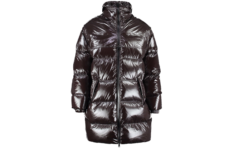 Buy 葆蝶家棕色光滑连帽长款羽绒冬季外套 659727V0Y302178