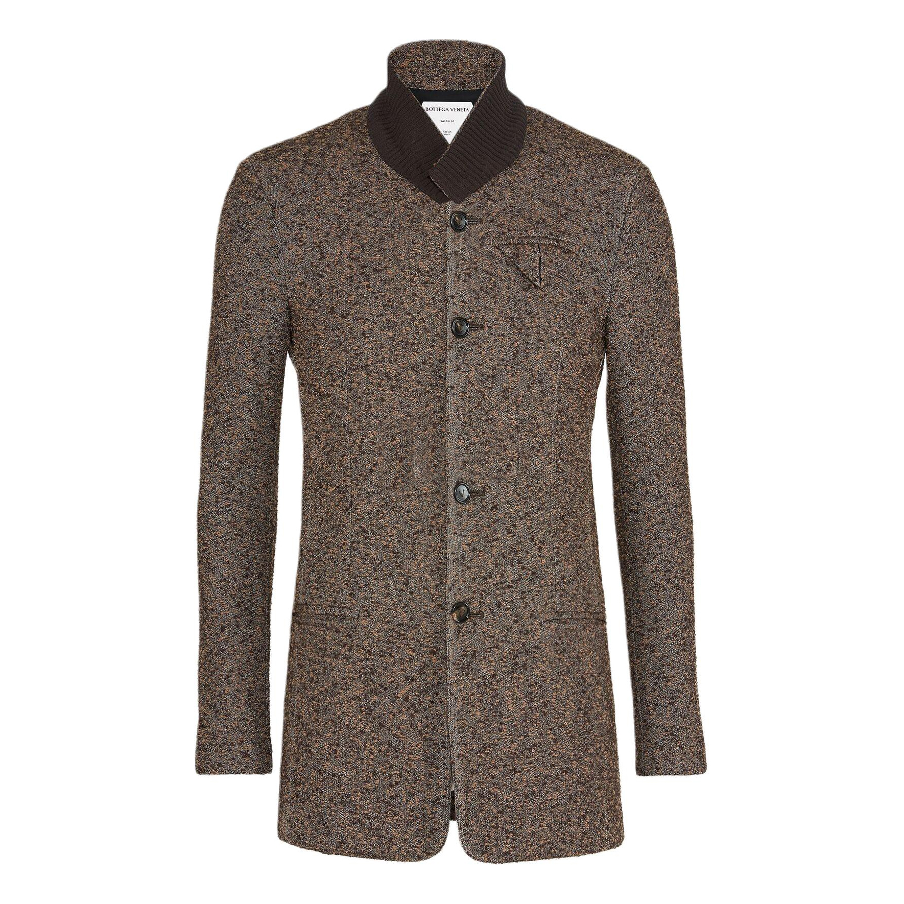 Bottega Veneta Brown Patchwork Stand-Collar Long-Sleeve Jacket 664125V0IX02157