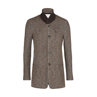 Bottega Veneta Brown Patchwork Stand-Collar Long-Sleeve Jacket 664125V0IX02157