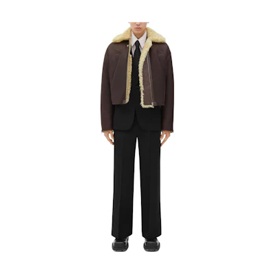 Bottega Veneta Brown Plain Zip-Up Collar Jacket 751356V32U02104