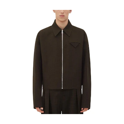 Bottega Veneta Brown Solid Zipper Collar Long Sleeve Jacket 646907V3FD02078