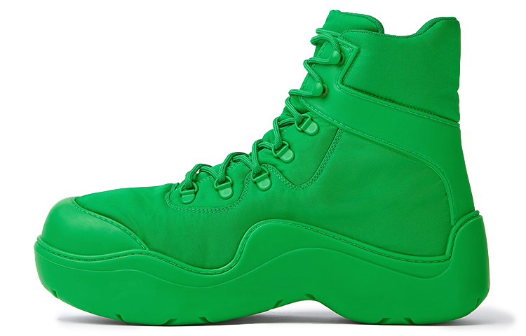 Buy Bottega Veneta 葆蝶家 BV Puddle Bomber 科技面料 繫帶工裝短靴 綠色