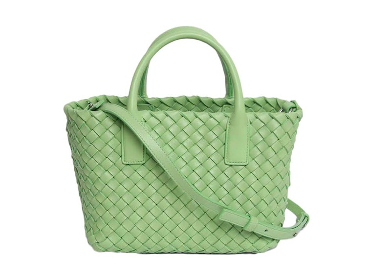 Bottega Veneta Cabat Tote Bag Mini Intrecciato Pistachio