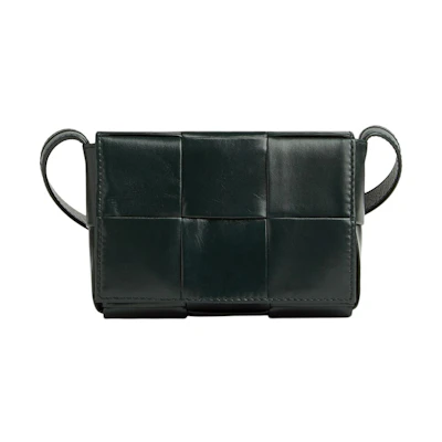 Bottega Veneta Candy Cassette Crossbody Bag Mini Intreccio Inkwell