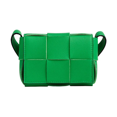 Bottega Veneta Candy Cassette Crossbody Bag Mini Intreccio Parakeet/Black