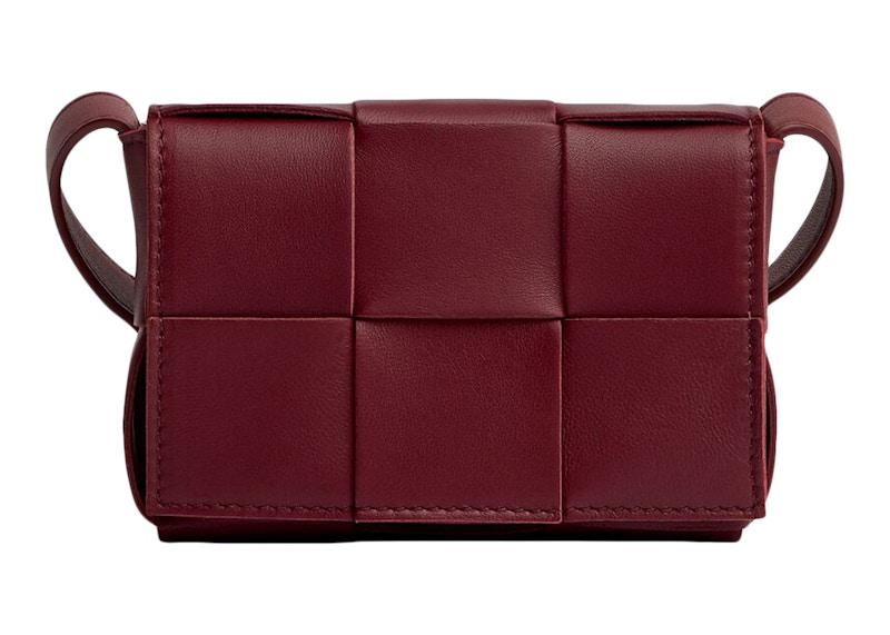Bottega Veneta Candy Cassette Crossbody Bag Mini Intreccio Bordeaux