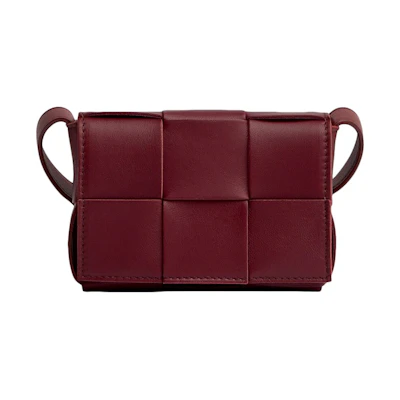 Bottega Veneta Candy Cassette Crossbody Bag Mini Intreccio Bordeaux