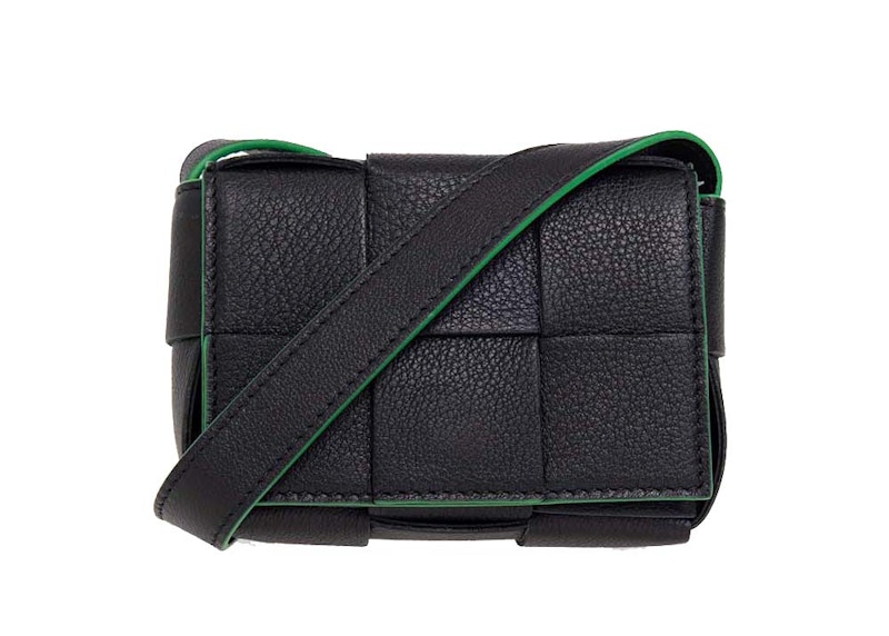 Bottega Veneta Candy Cassette Mini Intreccio Grained Leather Black