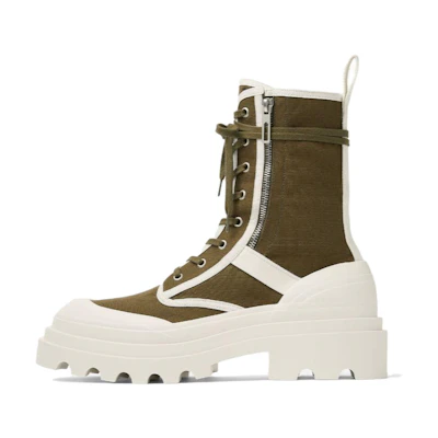 Bottega Veneta Canvas Combat Boot 'Olive White'