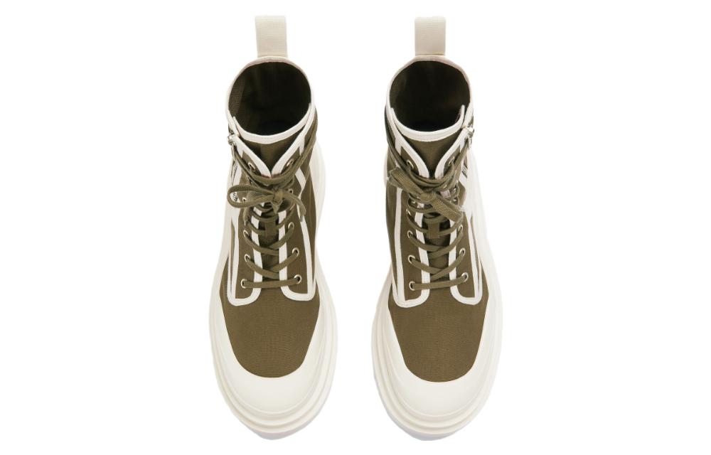 Order Bottega Veneta Sepatu Boot Kanvas Combat 'Olive White' 730234V2R103690