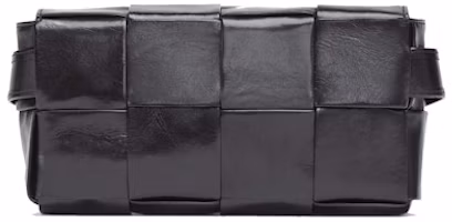 Order Bottega Veneta迷你黑色Intreccio款卡帶腰包
