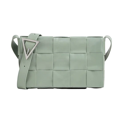 Bottega Veneta Cassette Crossbody Bag Medium Intreccio Sage Green