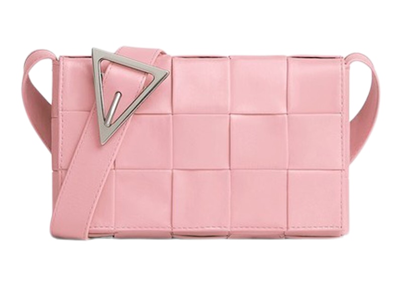 Bottega Veneta Cassette Crossbody Bag Small Intreccio Pink