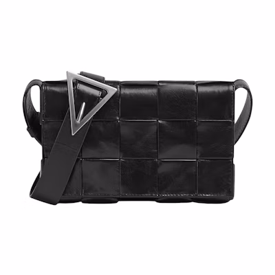 Bottega Veneta Cassette Intreccio Crossbody Bag Small Black