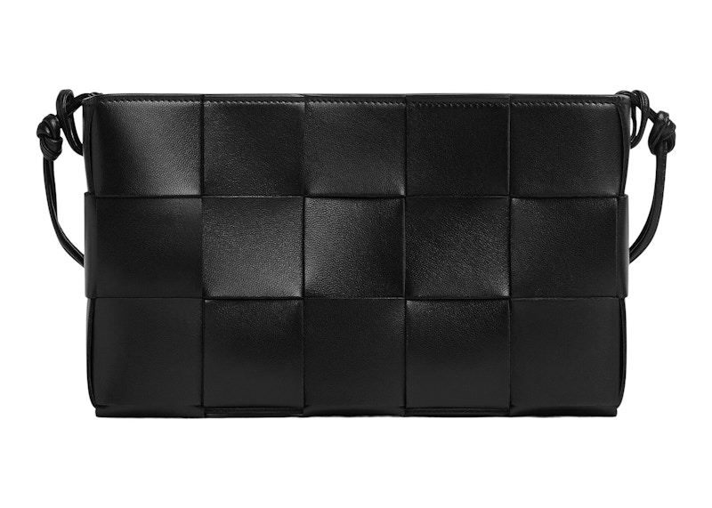 Bottega Veneta Cassette Pouch On Strap Intreccio Black