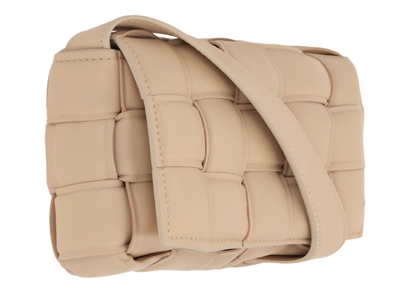 Order Bottega Veneta Cassette Beg Mini Bahu Padded Intrecciato Beige