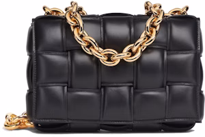 Bottega Veneta Chain Cassette Gold-tone Crossbody Bag Black Bottega Veneta Chain Cassette Gold-tone Crossbody Bag Black