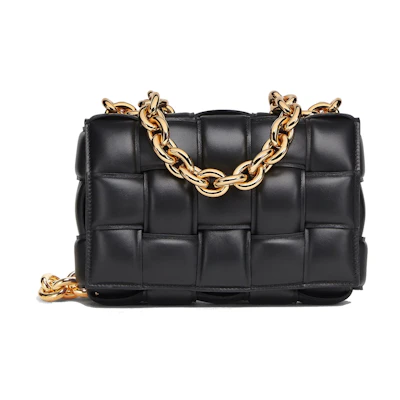 Bottega Veneta Chain Cassette Gold-tone Crossbody Bag Black
