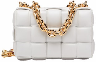 Bottega Veneta Chain Cassette Padded Intreccio Shoulder Bag Chalk Bottega Veneta Chain Cassette Padded Intreccio Shoulder Bag Chalk