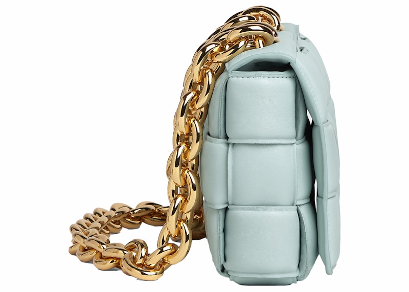 Order Bottega Veneta Chain Cassette Bag Bahu Padded Intreccio Teal Washed