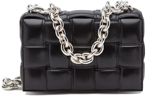 Bottega Veneta Chain Cassette Silver-tone Crossbody Bag Black Bottega Veneta Chain Cassette Silver-tone Crossbody Bag Black