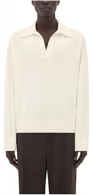 Bottega Veneta Chalk Knit Long Sleeve Polo Shirt 752126V37J09071 Buy Bottega Veneta Chalk Knit Long Sleeve Polo Shirt 752126V37J09071