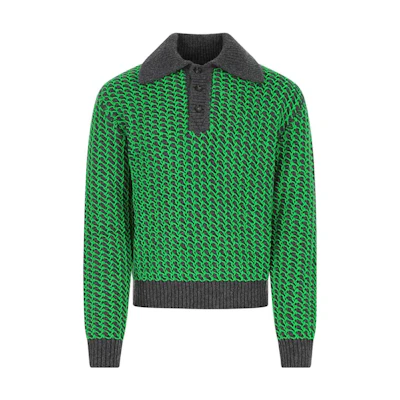 Bottega Veneta Colorblock Contrast Trim Green Sweater 708699V24Z01206
