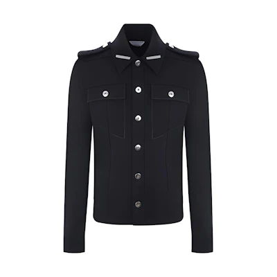 Bottega Veneta Contrast Stitch Shirt Jacket Black Men’s Jacket 671864V0IV01000