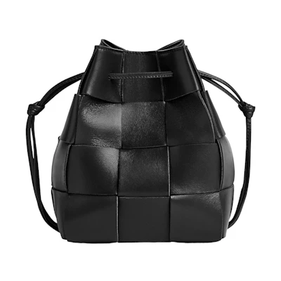 Bottega Veneta Crossbody Bucket Bag Small Intreccio Black
